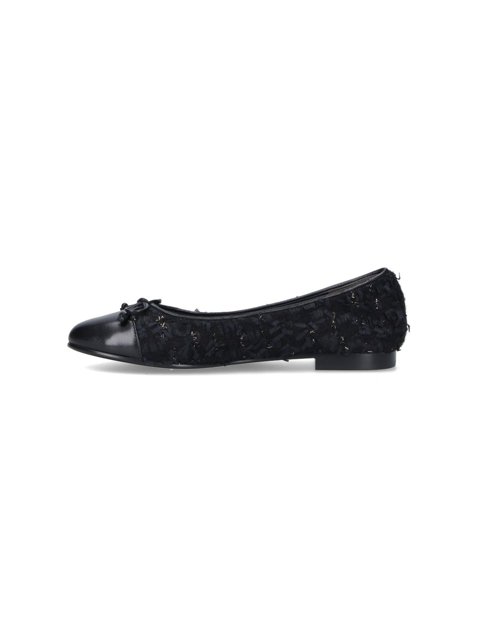 Tory Burch Tweed Ballet Flats With Leather Toe Cap Zwart