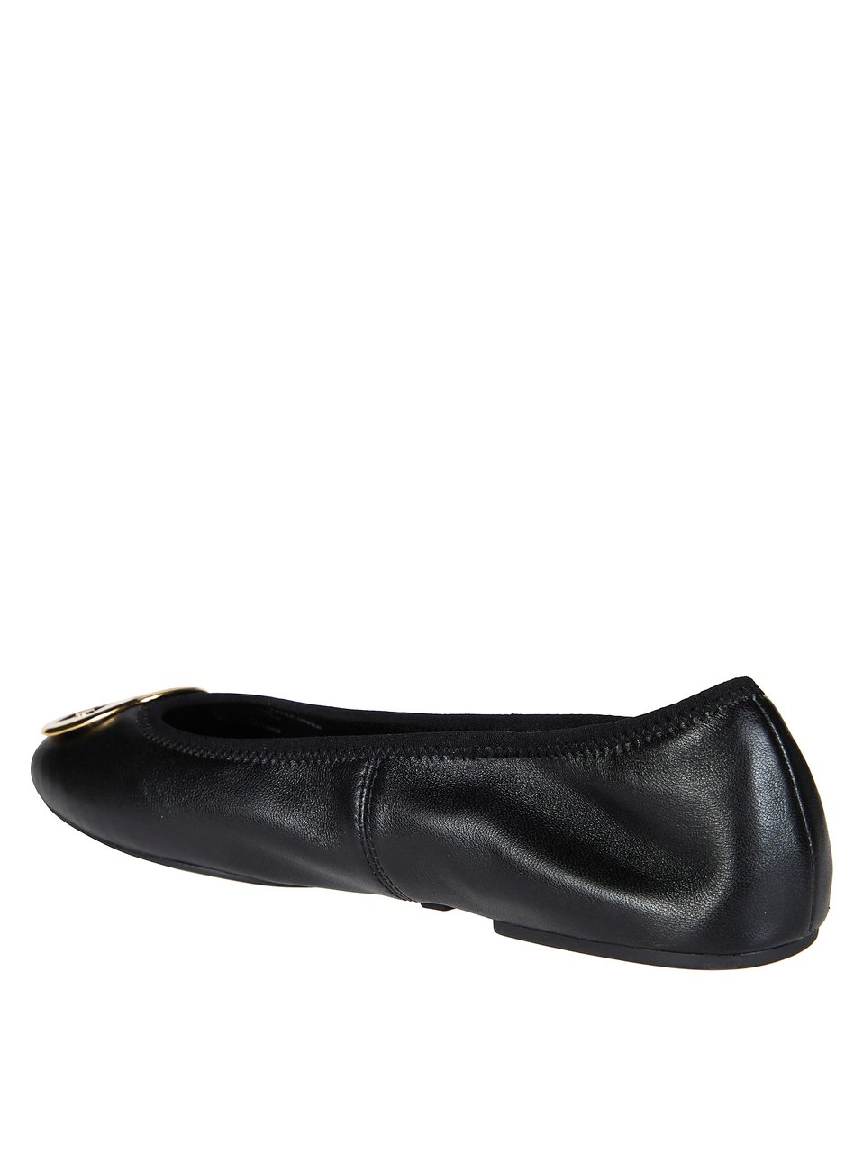 Tory Burch Black Reva Travel Leather Ballet Flats Zwart