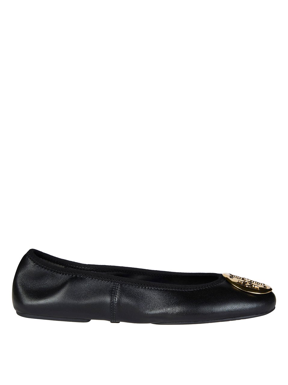 Tory Burch Black Reva Travel Leather Ballet Flats Zwart