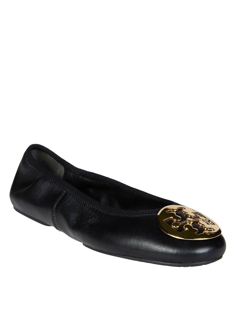 Tory Burch Black Reva Travel Leather Ballet Flats Zwart