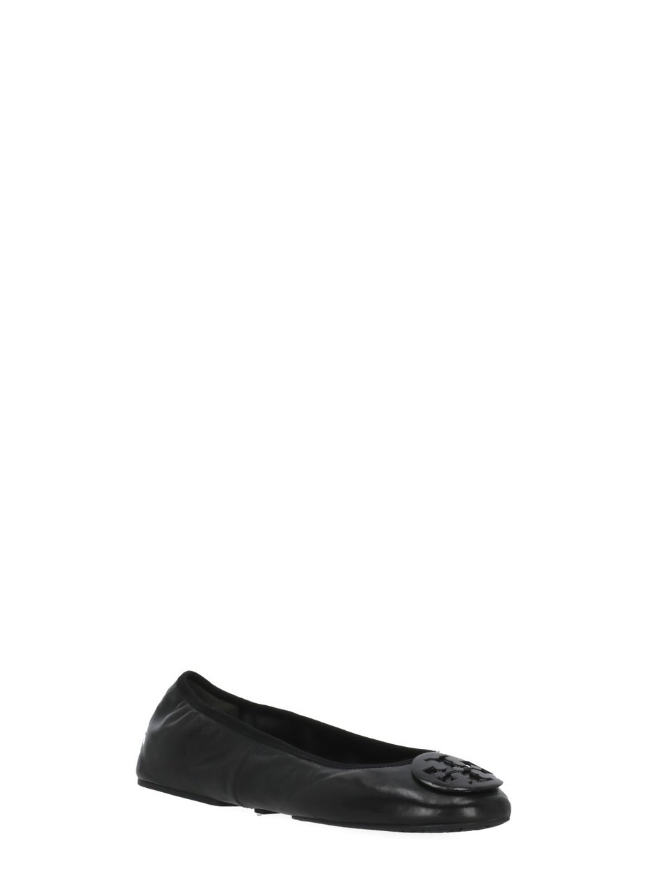 Tory Burch Black Reva Leather Flats Zwart