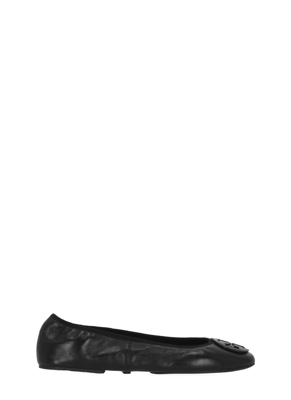 Tory Burch Black Reva Leather Flats Zwart