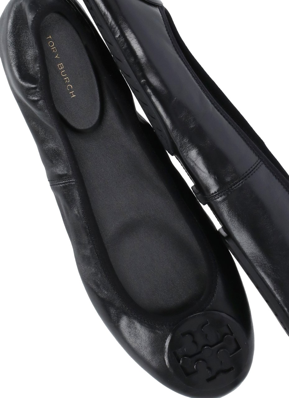 Tory Burch Black Reva Leather Flats Zwart