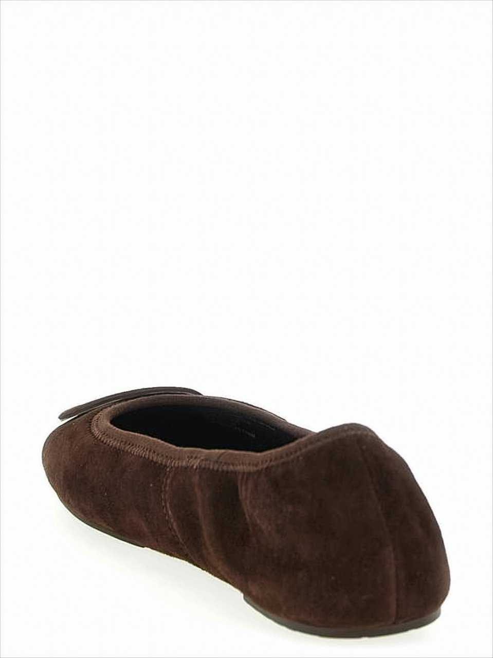 Tory Burch Brown Stretch Side Suede Flats Zwart