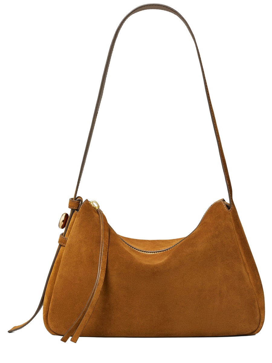 Tory Burch Brown Romy Bovine Suede Shoulder Bag Oranje