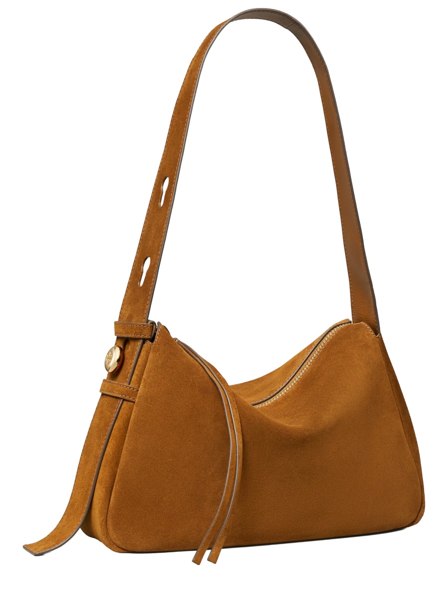Tory Burch Brown Romy Bovine Suede Shoulder Bag Oranje