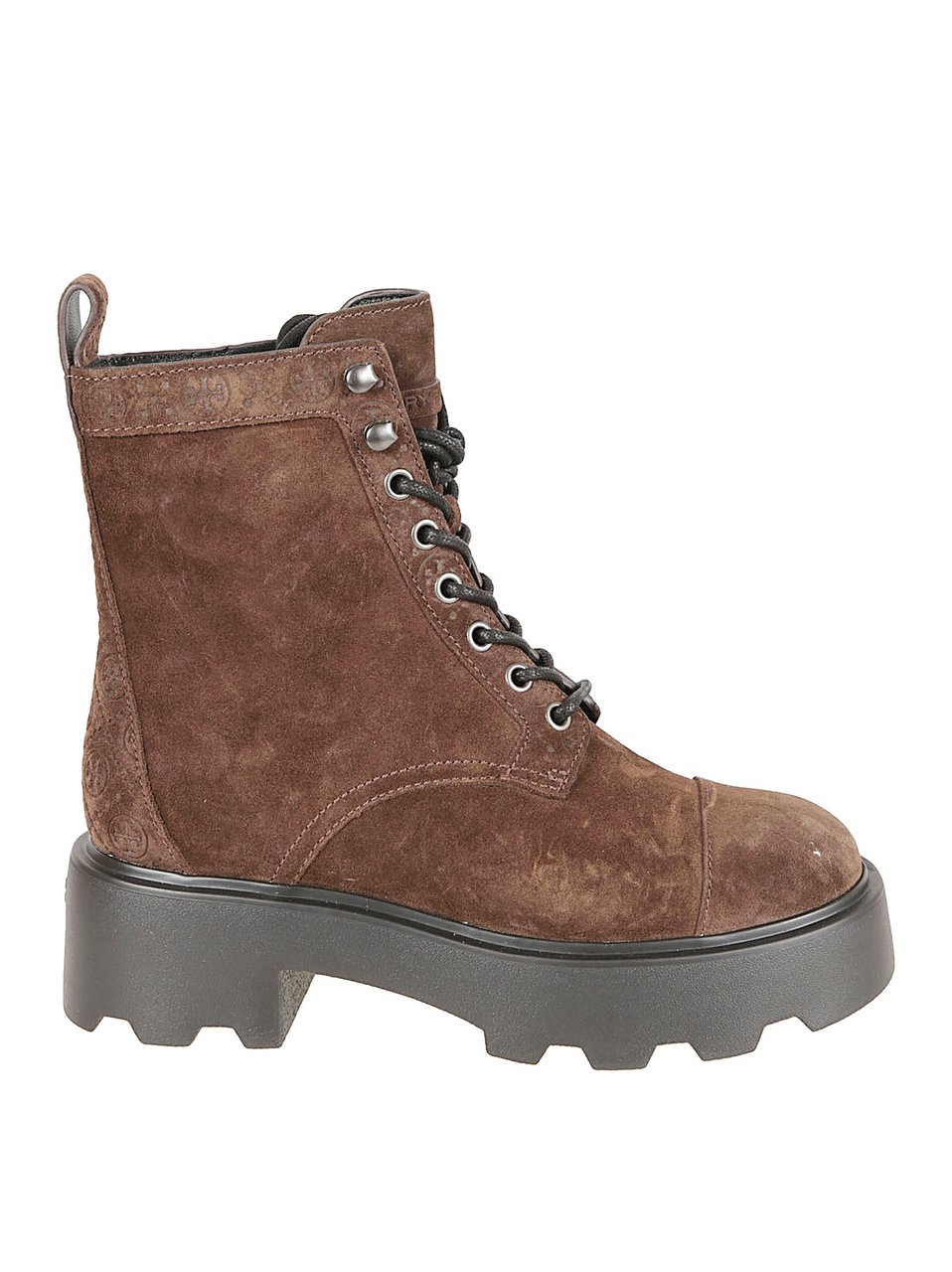 Tory Burch Suede Combat Boots With T Monogram Bruin