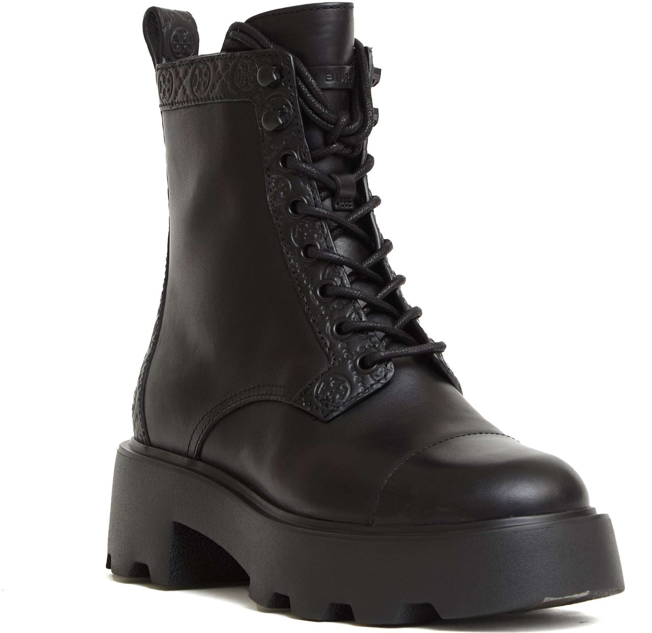 Tory Burch Anfibio Nero Logo Zwart