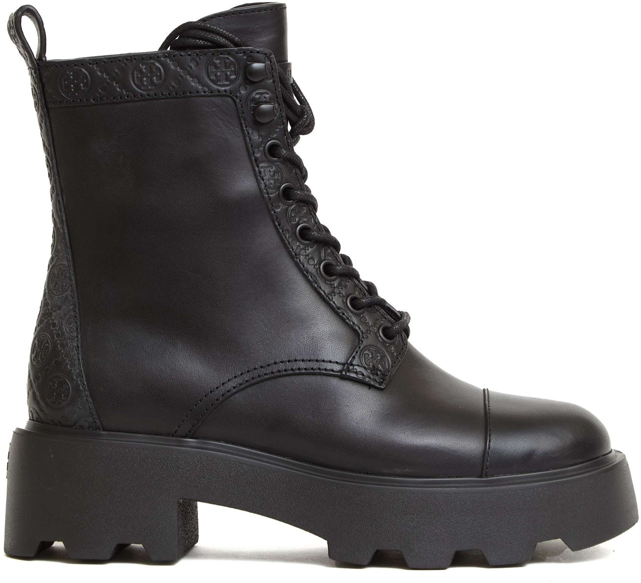 Tory Burch Anfibio Nero Logo Zwart