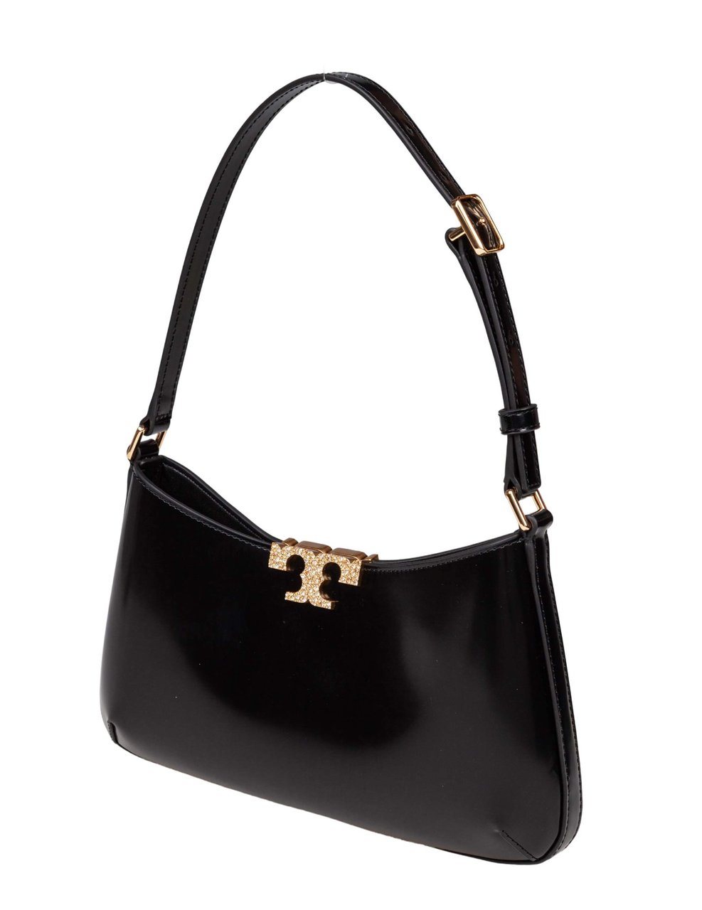 Tory Burch Tory burch eleanor pave slim smooth leather shoulder bag, black Zwart