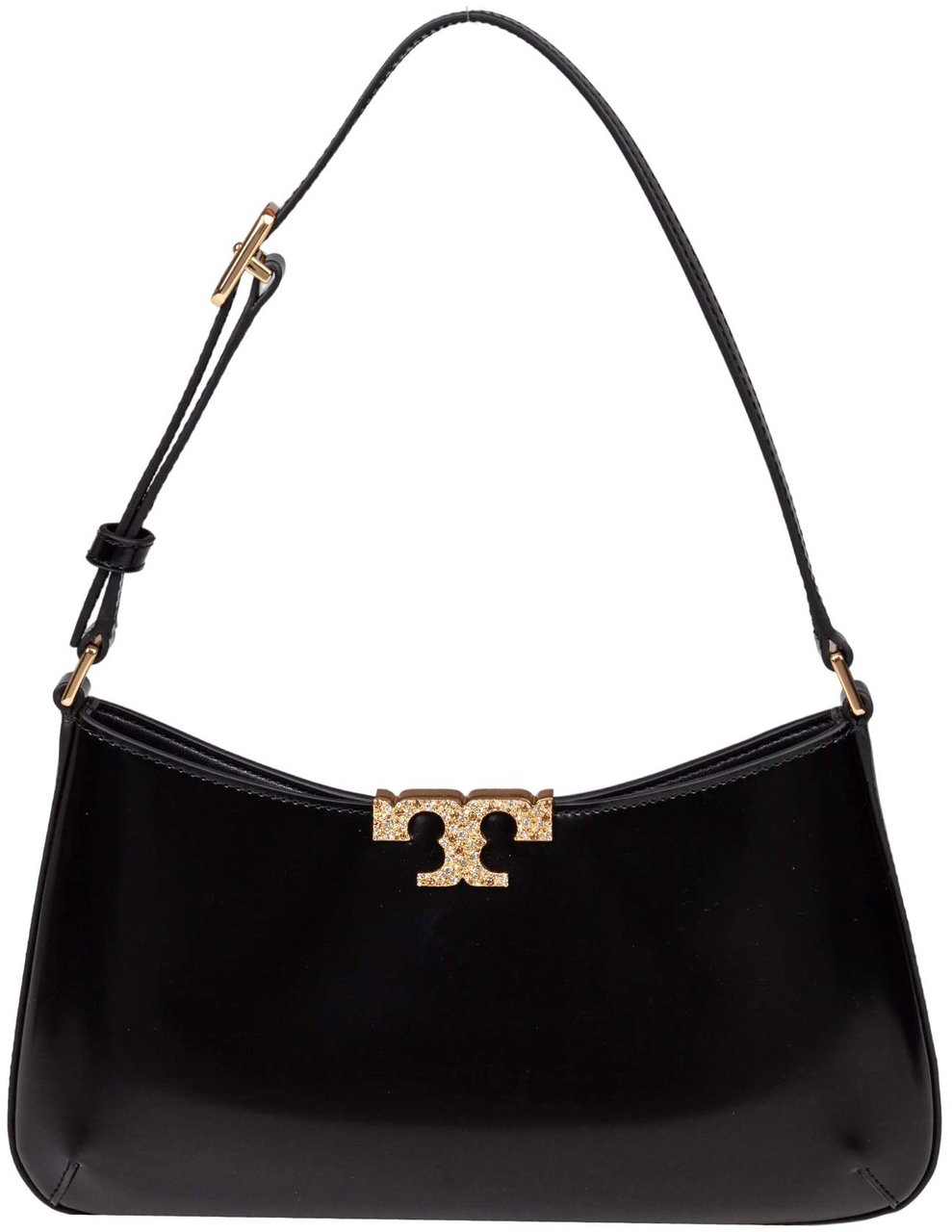 Tory Burch Tory burch eleanor pave slim smooth leather shoulder bag, black Zwart