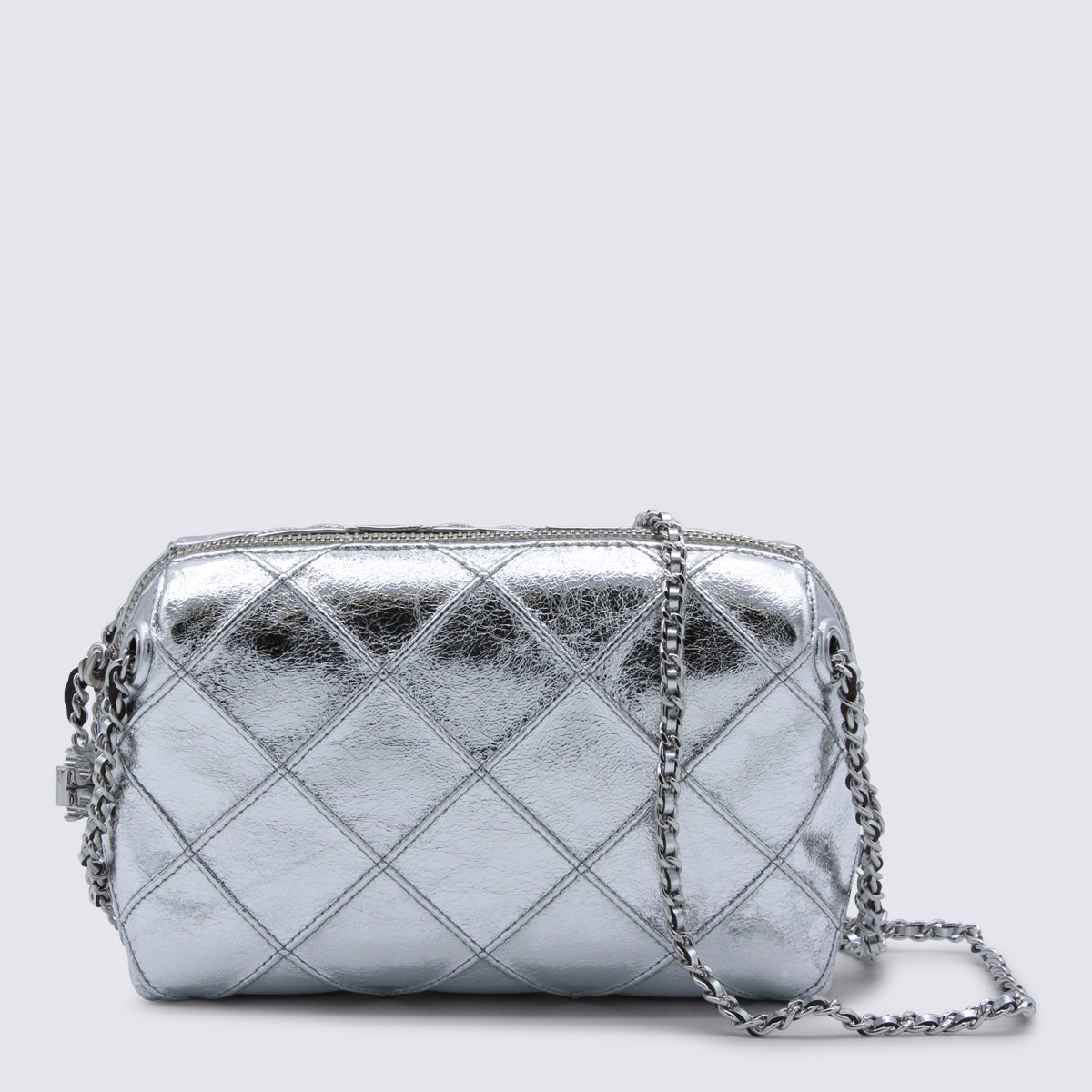 Tory Burch Silver Leather Crossbody Bag Wit