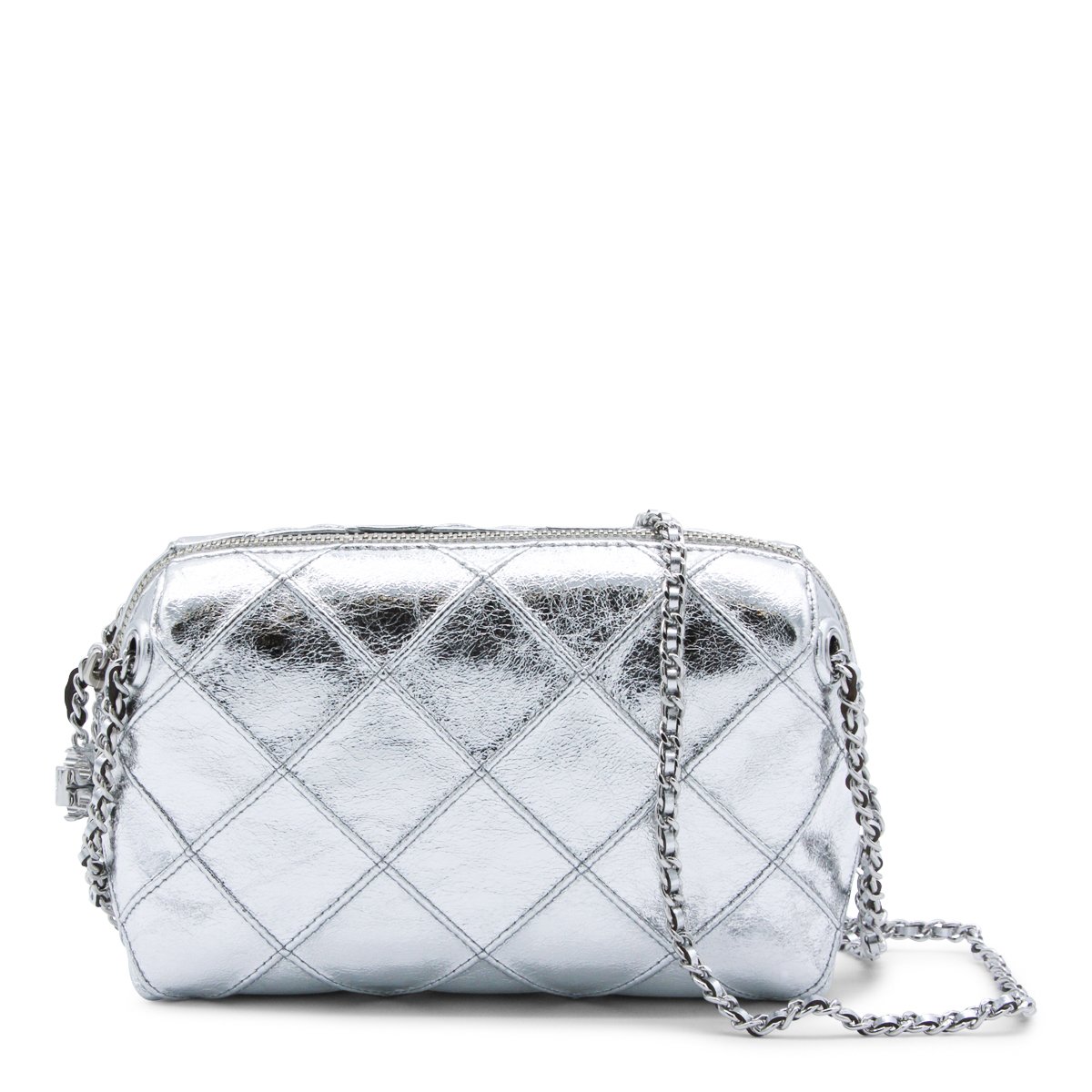Tory Burch Silver Leather Crossbody Bag Wit