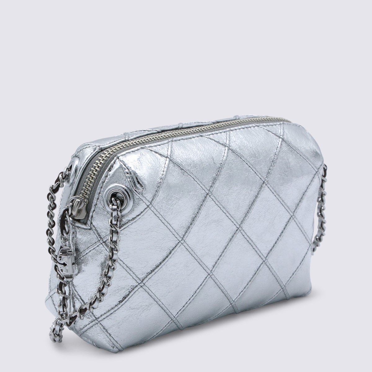 Tory Burch Silver Leather Crossbody Bag Wit