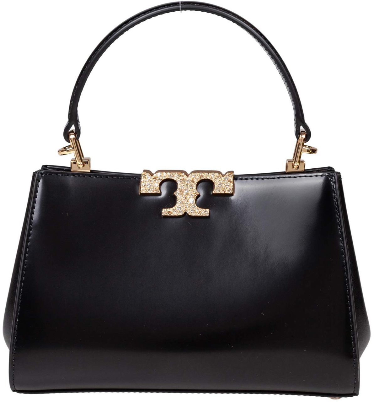 Tory Burch Tory burch mini eleanor pave' leather bag, black Zwart