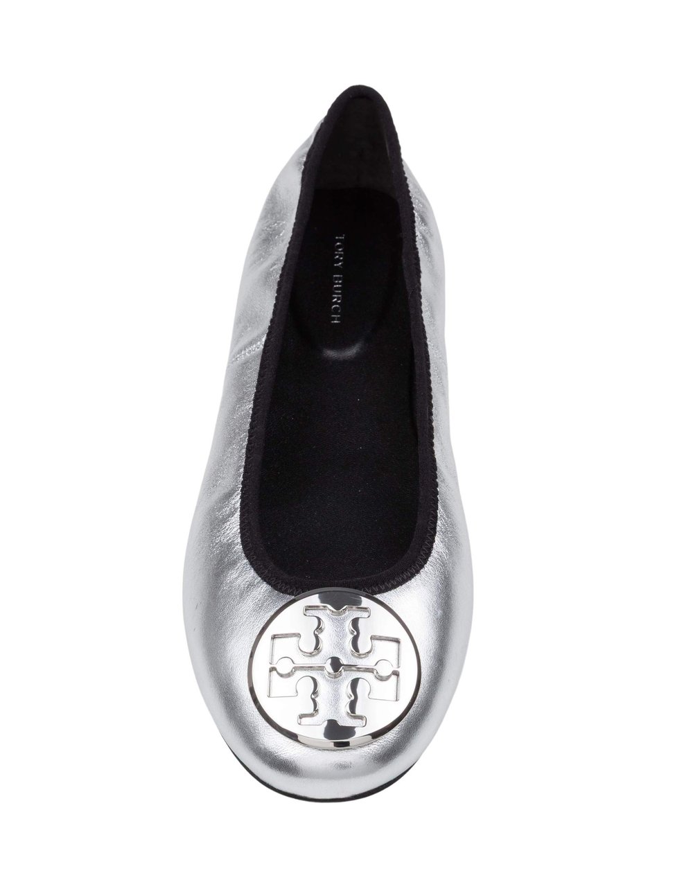 Tory Burch Tory burch reva travel leather ballerina flats in silver Zilver