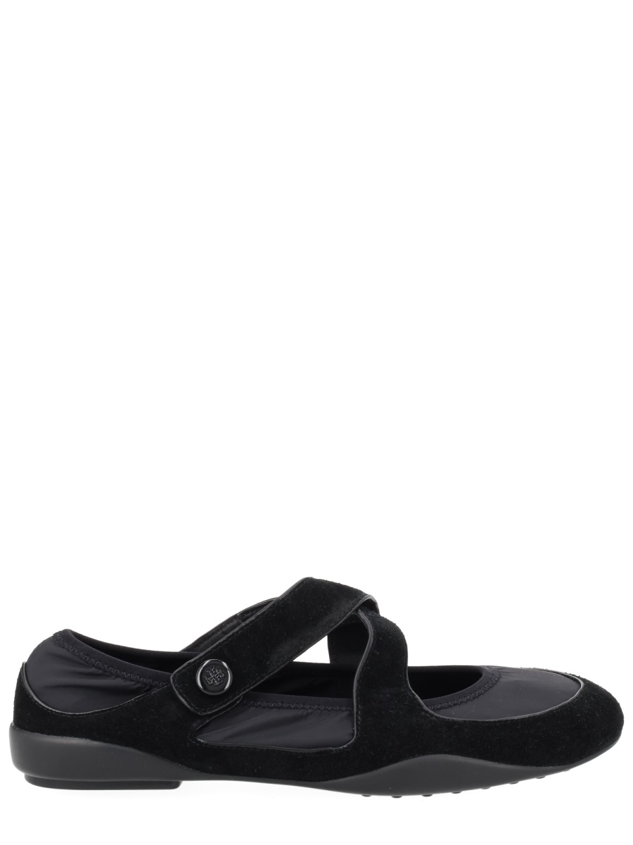 Tory Burch Romy Ballerina Suede Flats Zwart