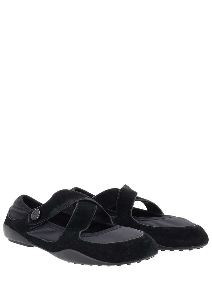 Tory Burch Romy Ballerina Suede Flats Zwart