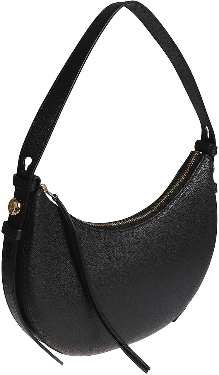 Tory Burch Romy Half Moon Handbag In Textured Leather Zwart