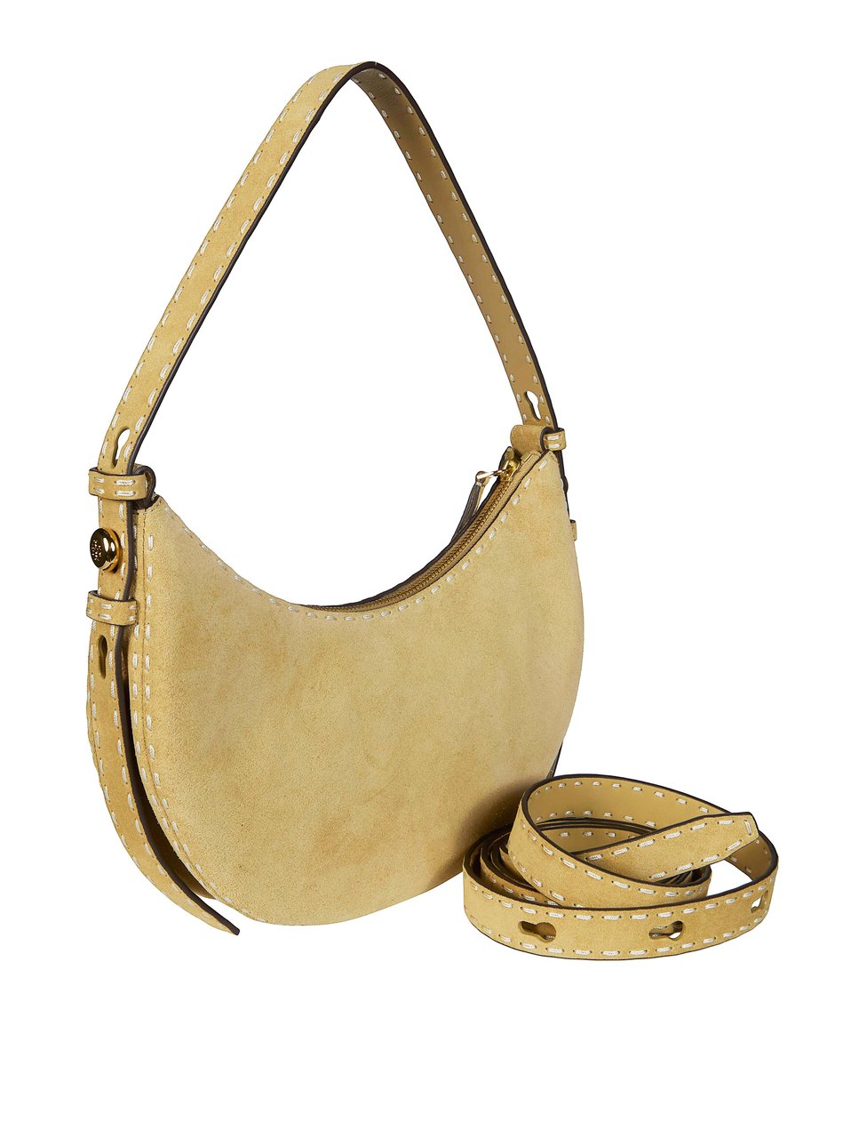 Tory Burch Romy Suede Pick Stitch Shoulder Bag Bruin