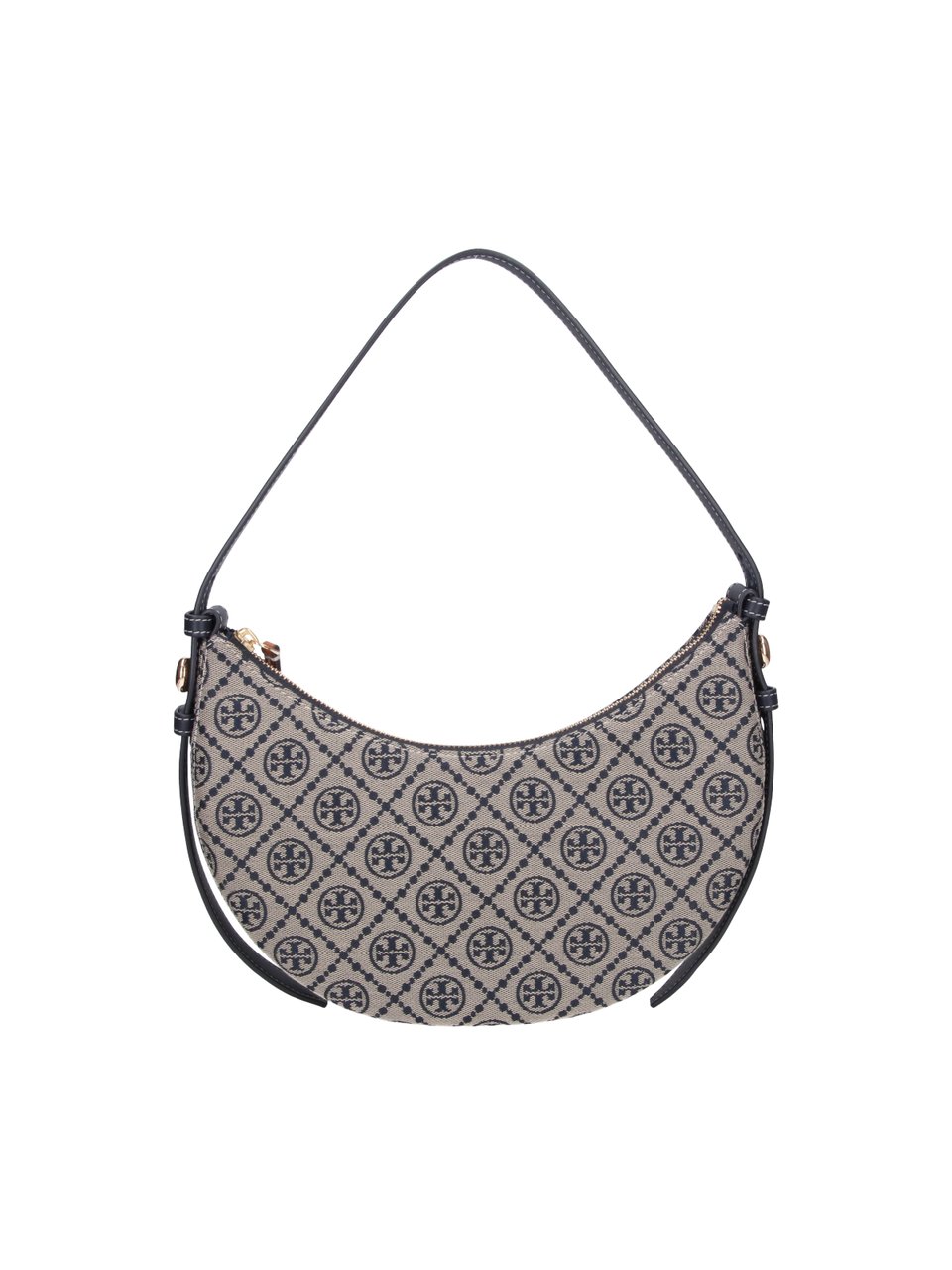 Tory Burch Crescent-Shaped Shoulder Bag with Jacquard T-Monogram Grijs
