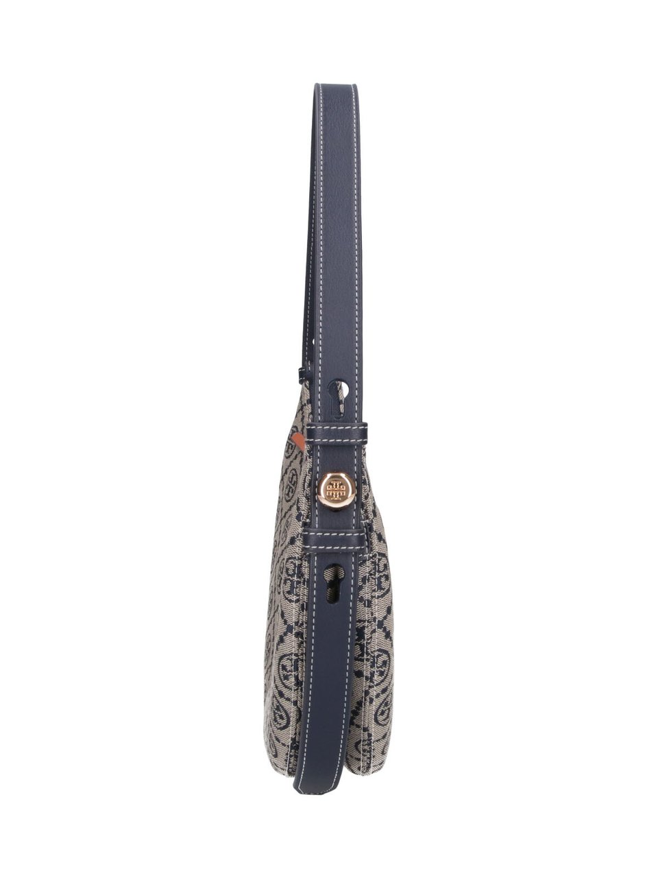 Tory Burch Crescent-Shaped Shoulder Bag with Jacquard T-Monogram Grijs
