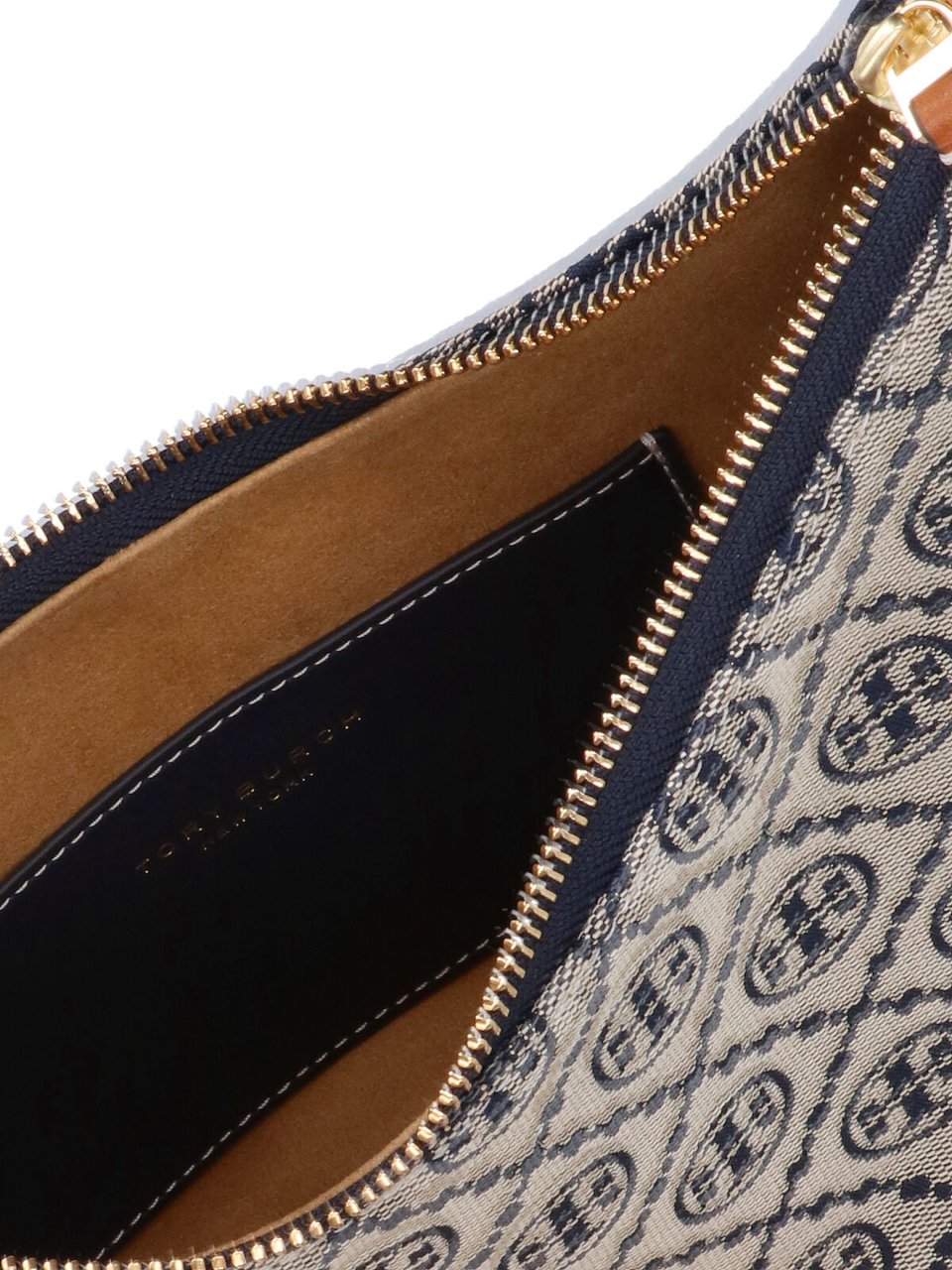 Tory Burch Crescent-Shaped Shoulder Bag with Jacquard T-Monogram Grijs