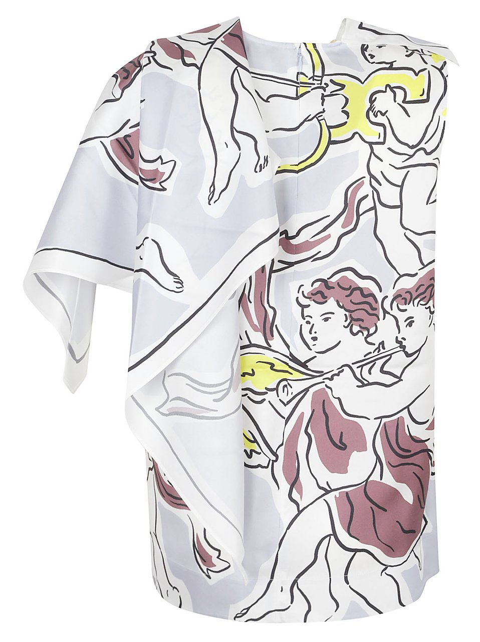 Tory Burch Silk Top With Cape-Style And Cherub Motif Wit