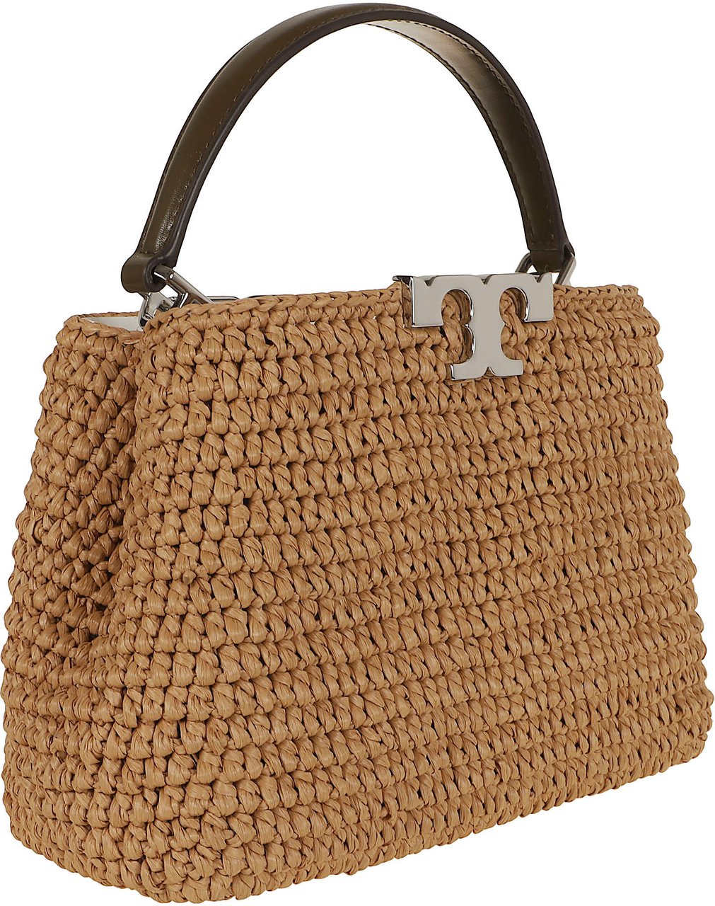 TORY BURCH Eleanor Straw Mini Satchel Beige