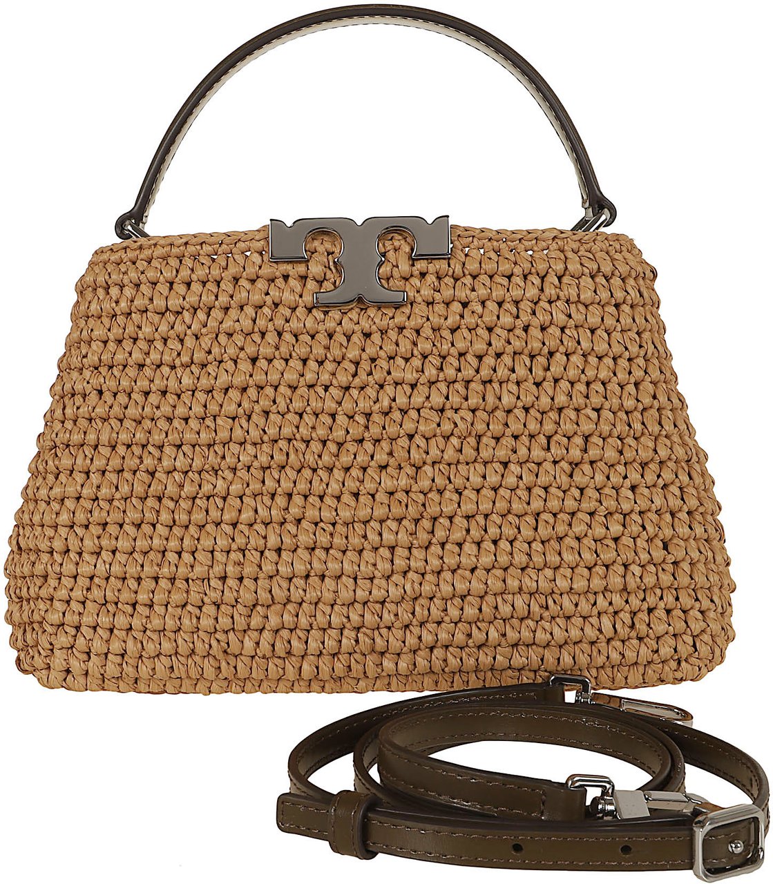 TORY BURCH Eleanor Straw Mini Satchel Beige