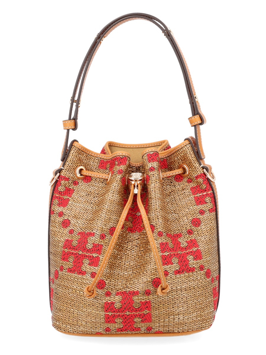Tory Burch T Monogram Red Woven Shoulder Bag Bruin