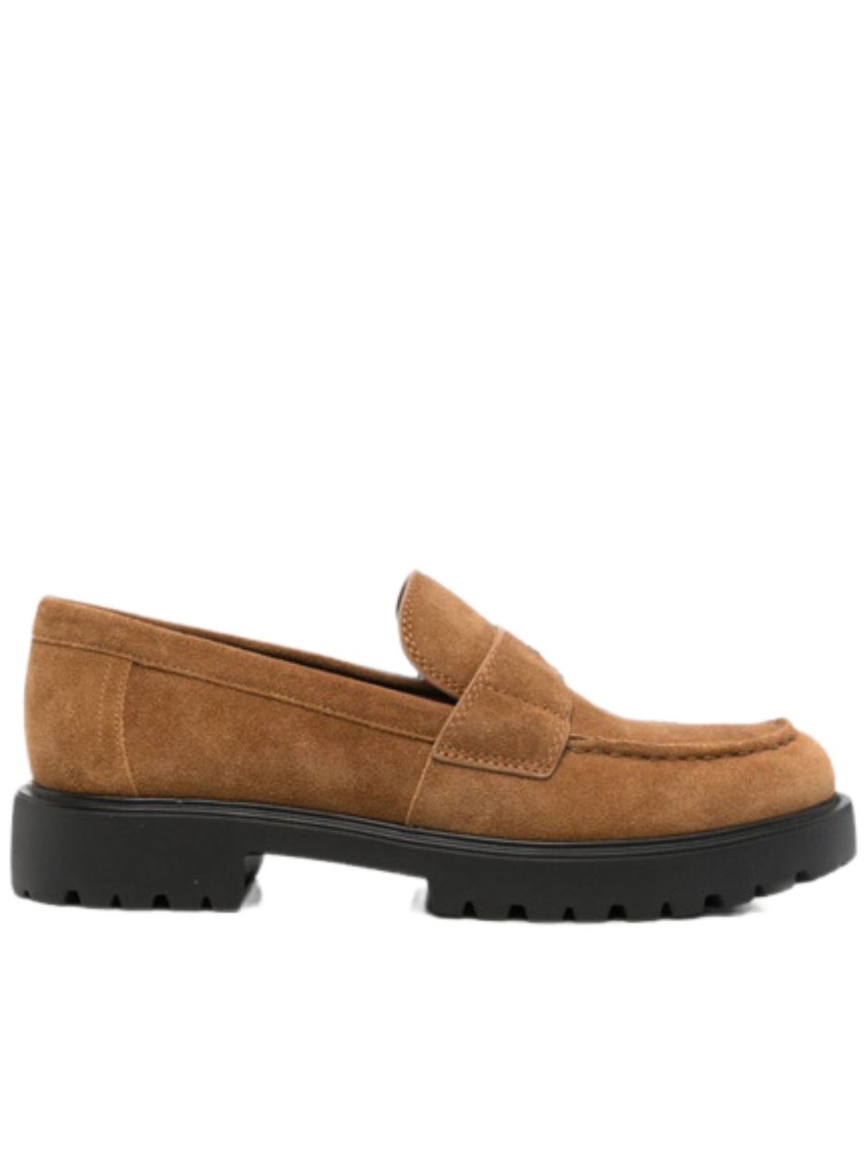Tory Burch Brown Suede Penny Strap Loafers Bruin