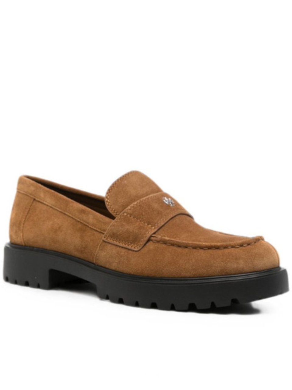 Tory Burch Brown Suede Penny Strap Loafers Bruin