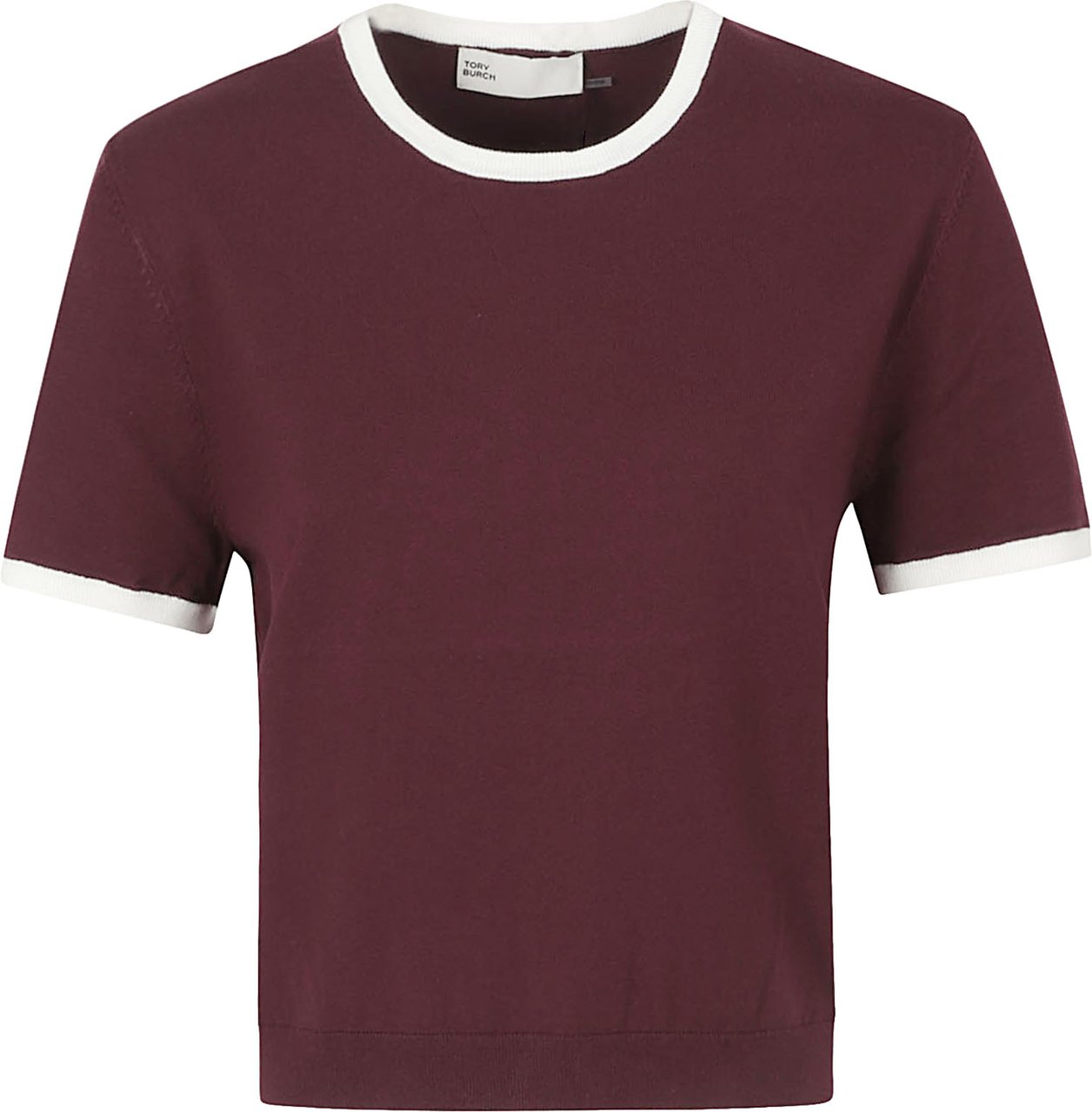 Tory Burch Cropped Top With Contrast Trim Zwart