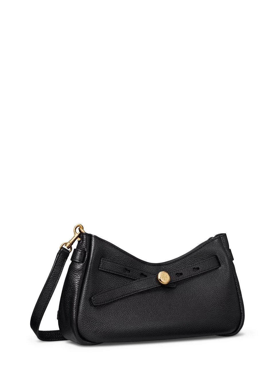 Tory Burch Textured Leather Crossbody Bag with Zip Closure Zwart