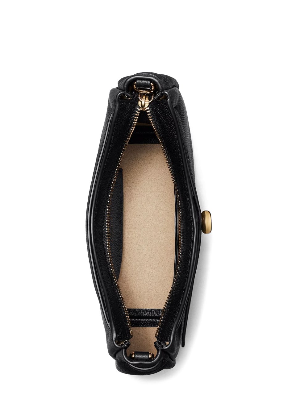 Tory Burch Textured Leather Crossbody Bag with Zip Closure Zwart