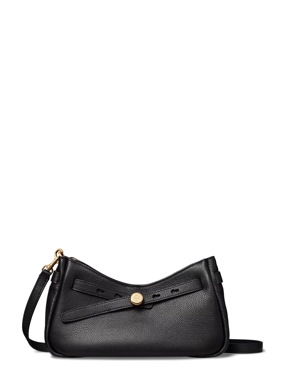 Tory Burch Textured Leather Crossbody Bag with Zip Closure Zwart