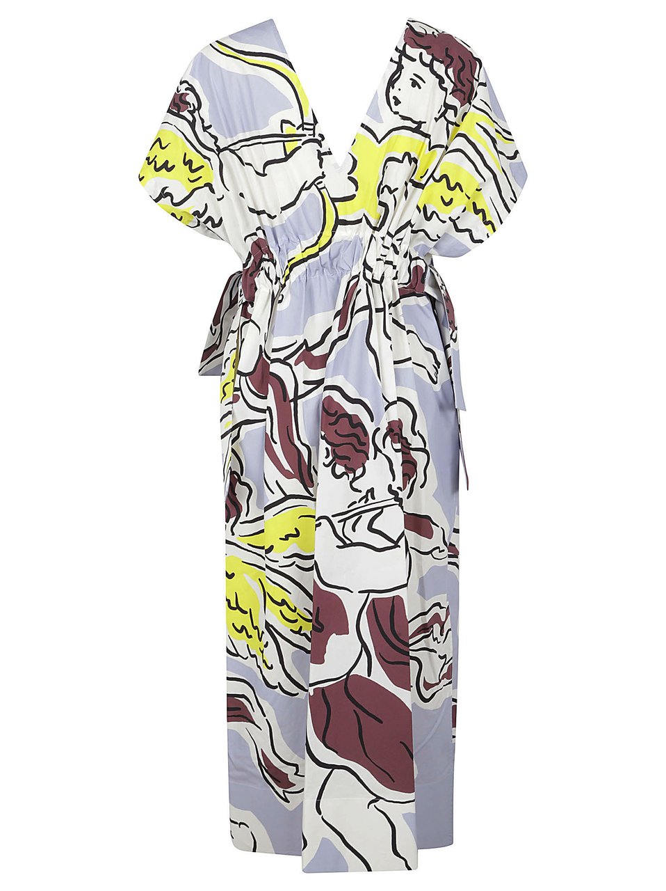 Tory Burch Multicolor Abstract Print Midi Dress Wit