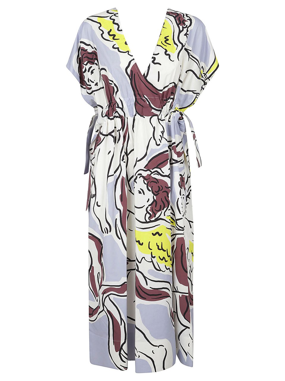 Tory Burch Multicolor Abstract Print Midi Dress Wit
