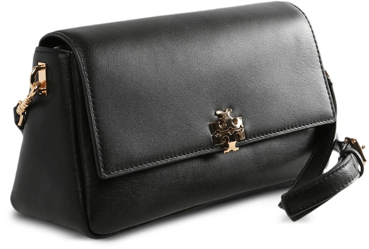 Tory Burch Black Charlie Small Leather Shoulder Bag Zwart