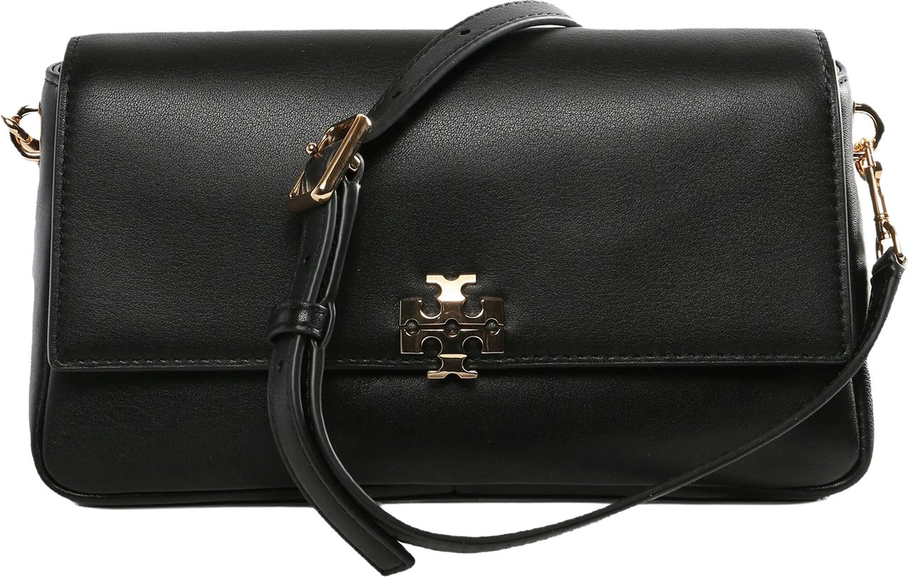 Tory Burch Black Charlie Small Leather Shoulder Bag Zwart