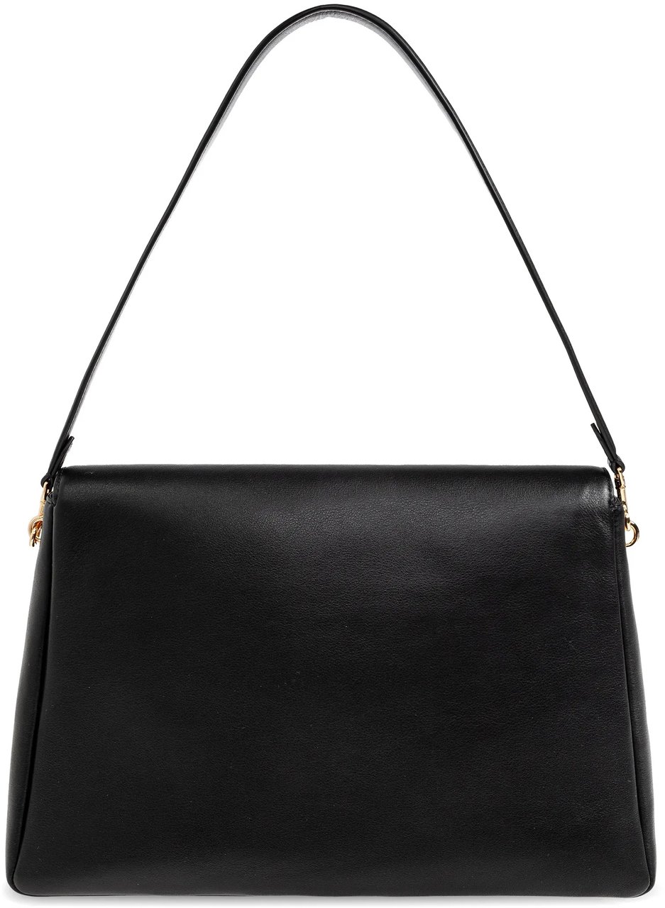 Tory Burch Black Charlie Large Leather Shoulder Bag Zwart