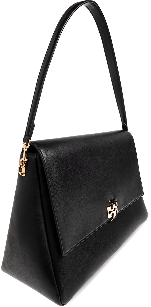 Tory Burch Black Charlie Large Leather Shoulder Bag Zwart