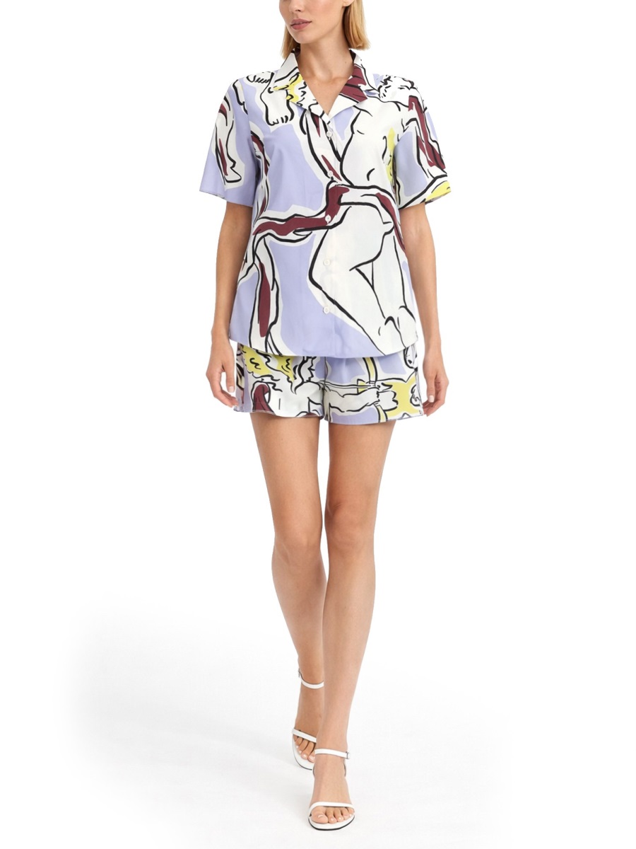 Tory Burch Abstract Print Button Down Shirt Wit