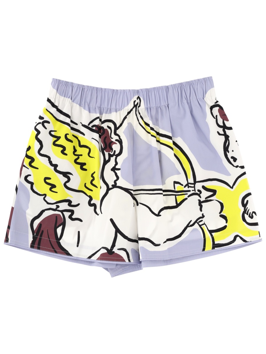 Tory Burch Lavender Cotton Blend Graphic Shorts Wit