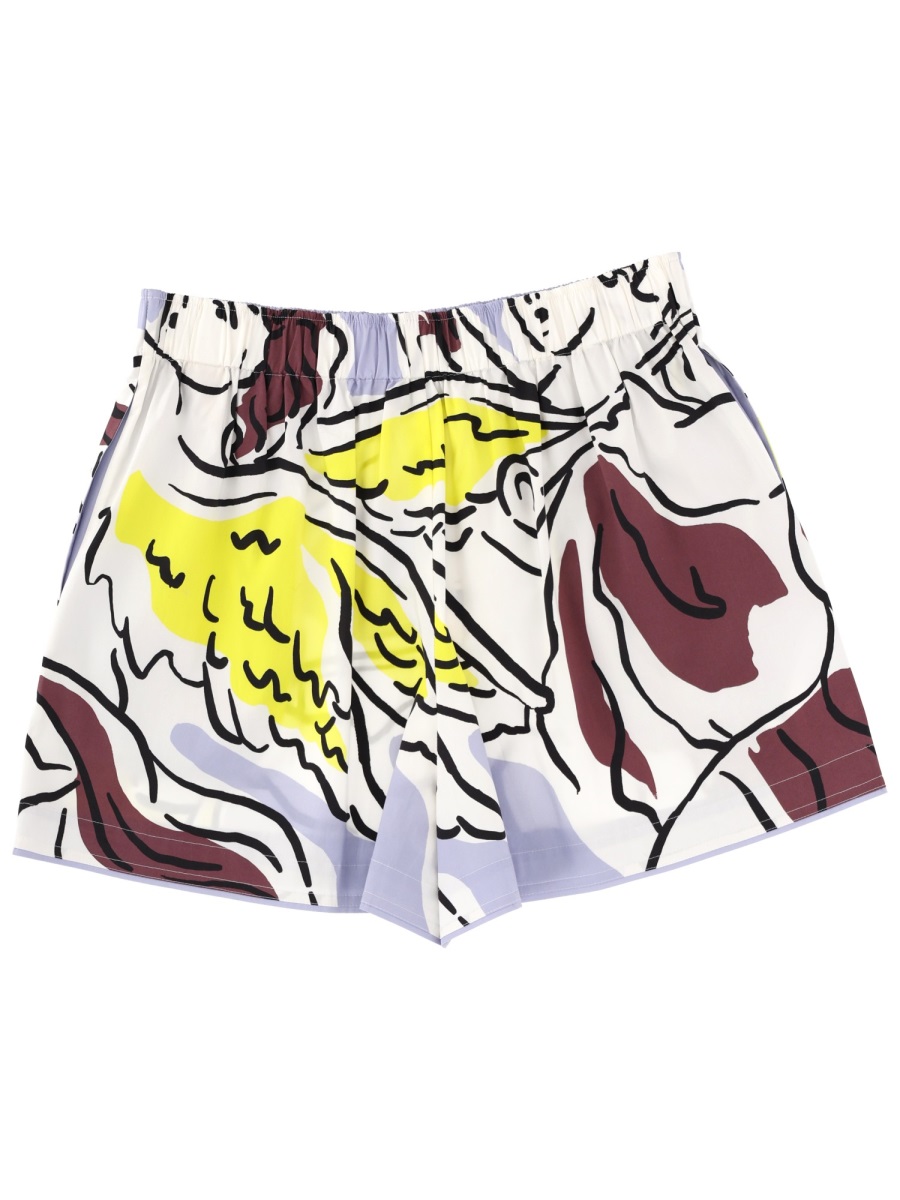 Tory Burch Lavender Cotton Blend Graphic Shorts Wit