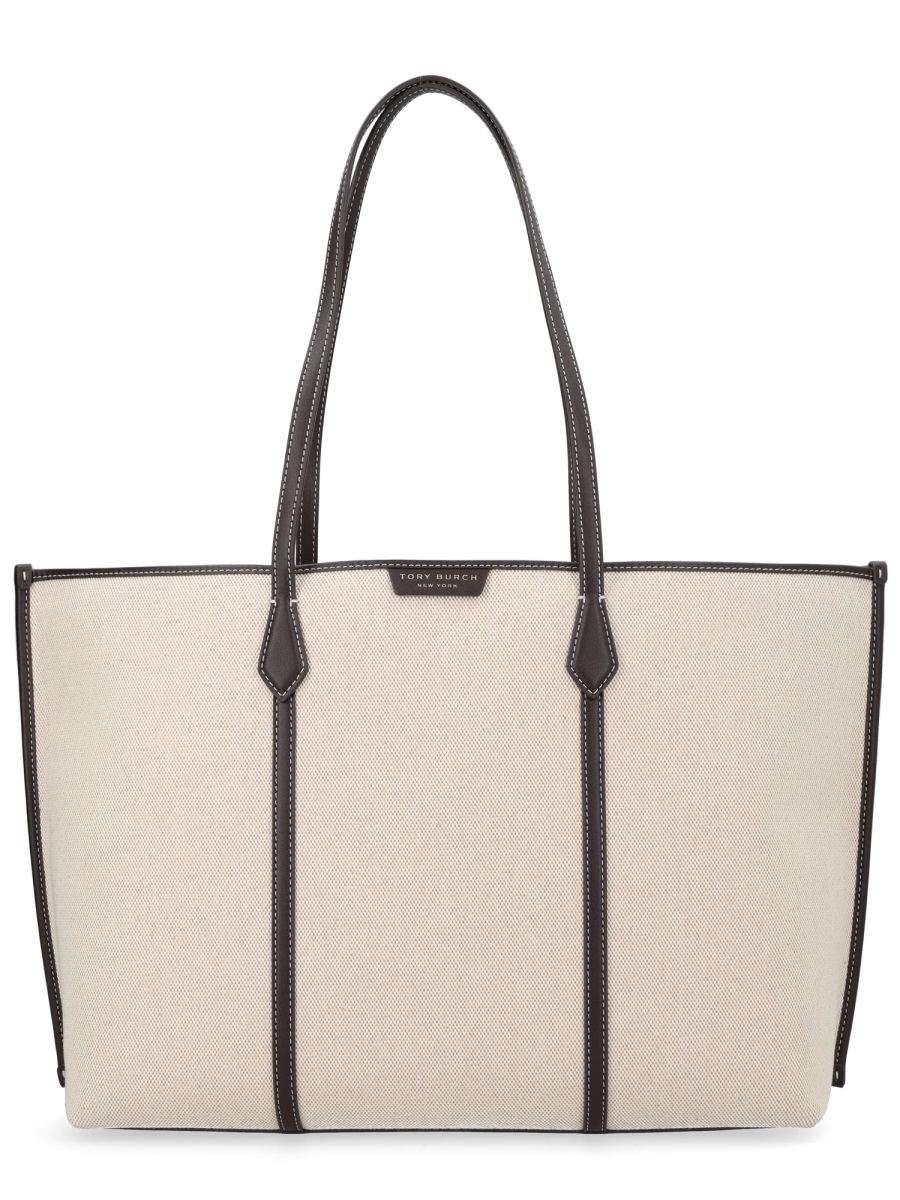 Tory Burch Beige Perry Textured Fabric Tote Bag Neutraal