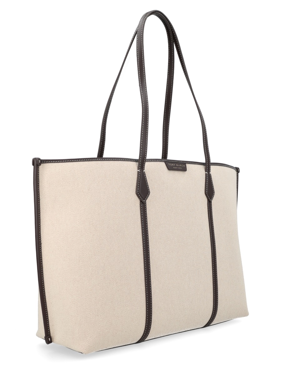 Tory Burch Beige Perry Textured Fabric Tote Bag Neutraal