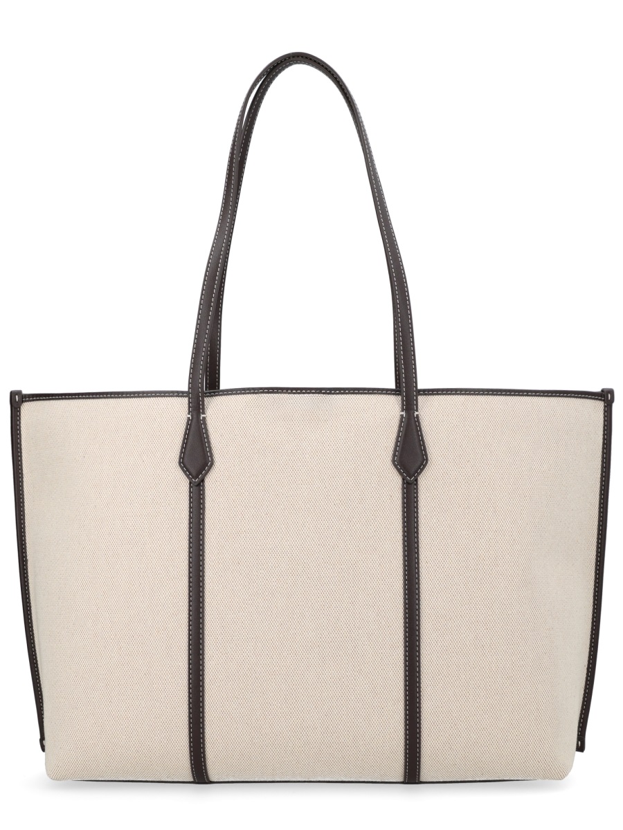 Tory Burch Beige Perry Textured Fabric Tote Bag Neutraal