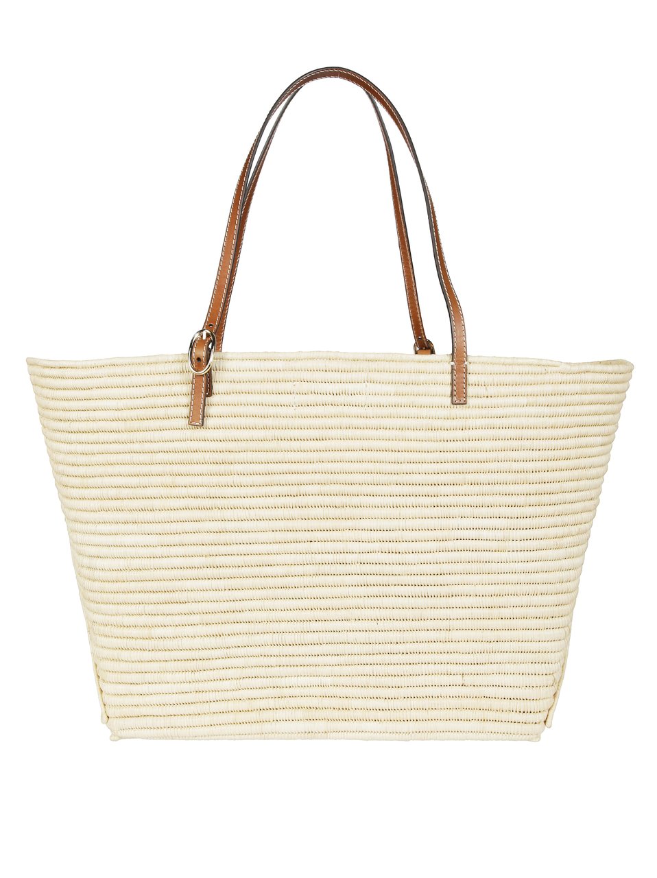 Tory Burch Ella Structured Straw Woven Tote Bag Neutraal